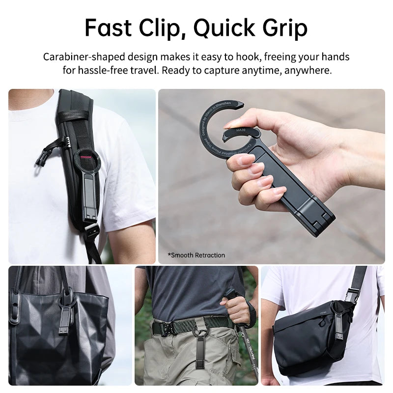 Carabiner-Mounted MagSafe Phone Tripod